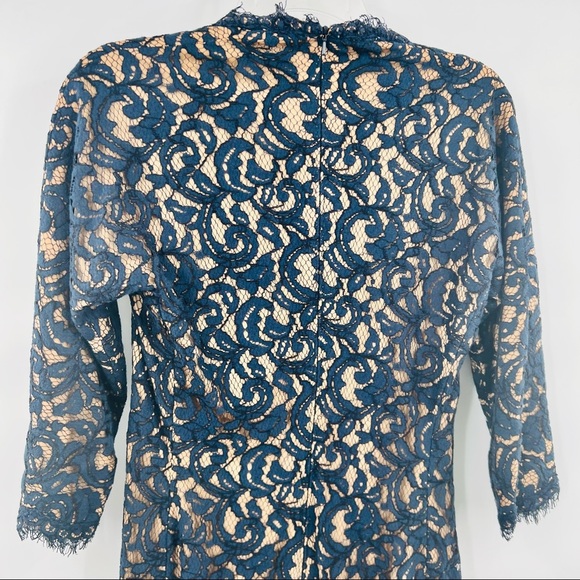 Tadashi Shoji Blue lace dress half sleeve size 4 - Picture 6 of 7